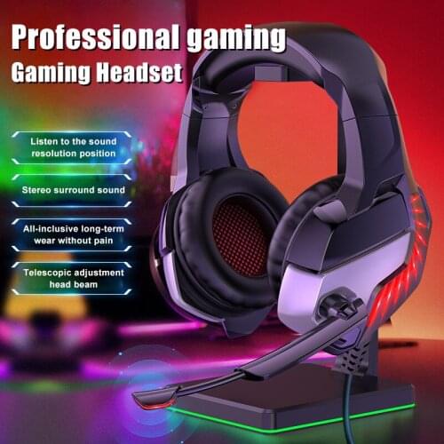 Wired Stereo Gaming Headset Compatible with PS4s 3.5mm LED Gaming Headset with Mic Stereo Sound Headphones for Computer