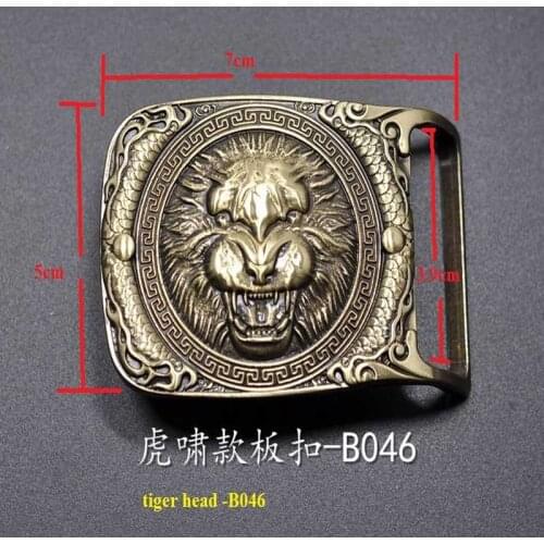 Full Copper brass buckle belt buckle plate mens buckle 3.9cm tiger head JJQYB046S