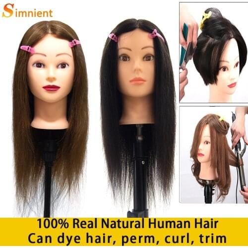 Simnient 12-18”Mannequin Heads With 100%Natural Human Hair Hairstyles Good Header Mannequin Hairdresser Goods Heads Hairdressing