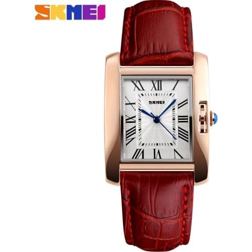 SKMEI Brand Women Watch Steel Quartz Watch Genuine Leather Band Fashion Casual Sport Lady Waterproof Wristwatches