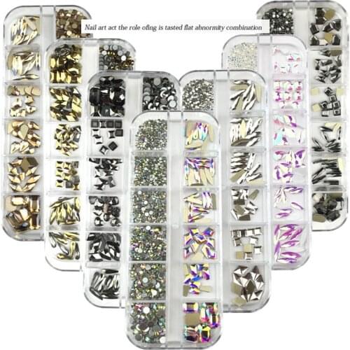 Swarovsky AB Flatback Nail Rhinestones Crystal Gems DIY 3D Heart Oval Rhombus Marquise Diamond Stones Nail Art Decoration