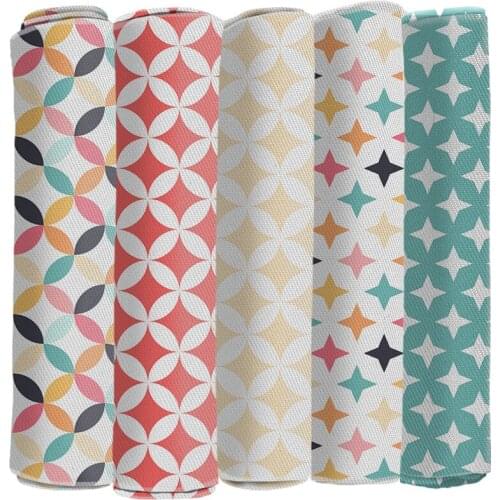 Printed Geometry Fabric Lattice Printed Polyester Cotton Twill Printed Fabric DIY Twill Design Quilting Home Textile 50*145cm