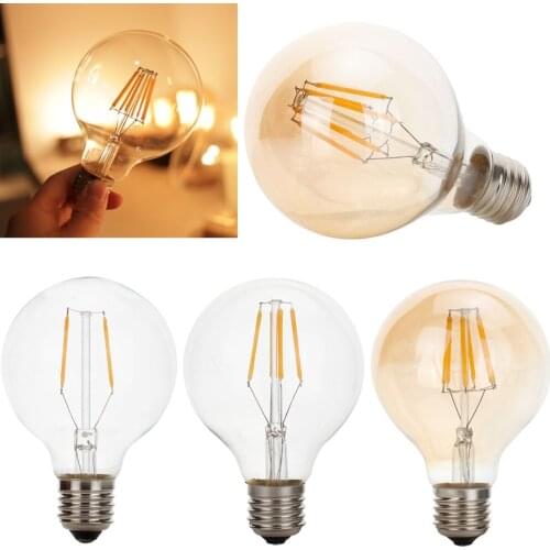Vintage Edison Led Filament Bulb G80 2W 4W 6W Global Light Bulb E27 Clear Glass indoor Lamp Warm White 2700K AC 220V