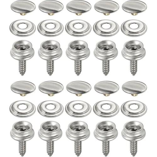 High Quality 10/20/30/50Sets 15MM Snap Fastener Stainless Steel Canvas Cap Tent Marine Silver Tools Kit Snap Fastener