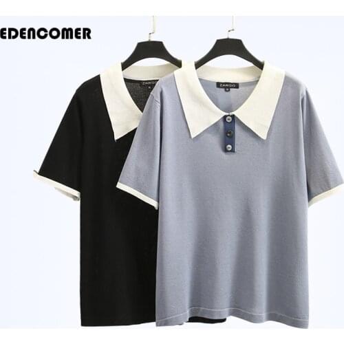 Large Size Womens Womens Clothing 2019 Summer College Style Short Sleeve Shirt Pure Color Blouses Tops Office Lady Blusas