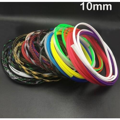 10mm Green Yellow Pink Red High Density Mesh Guard RC Car Expandable Nylon Snakeskin Braid PET Protect Sheath Wire Cable Sleeve