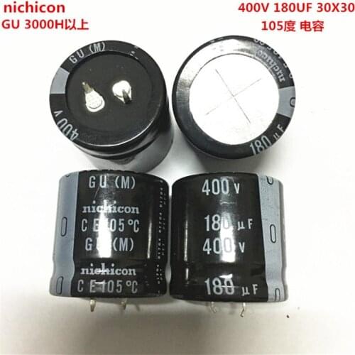 2PCS/10PCS 180uf 400v Nichicon GU 30x30mm 400V180uF Snap-in PSU Capacitor