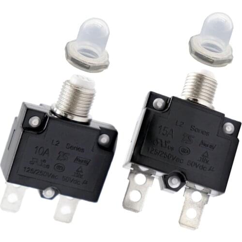 2PCS Circuit Breaker 15AMP/10AMP Push Button Resettable Thermal Panel Mount AC 125/250V