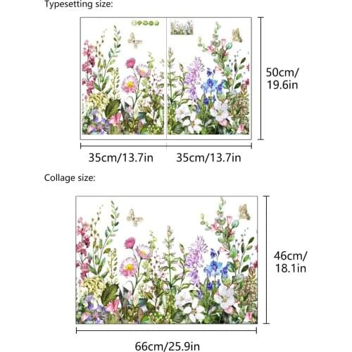 2PCS Plant Flower Circulation Collage Hall Background Wall Bedroom Decoration Stickers Creative Art Big Deal