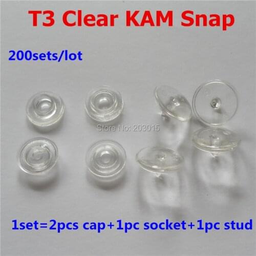 200sets Clear Size16 T3 Kam Snaps Buttons transparent Plastic Resin Snaps Fasteners for diaper cap size 10.7mm