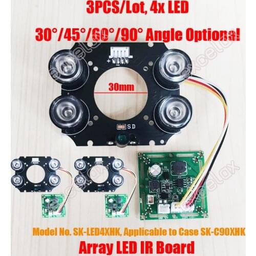 3PCS/Lot 4x LED Array IR 20-50M 42mil PCB Board Size 90 Infrared Night Vision 850nm for CCTV Security Waterproof Bullet Camera