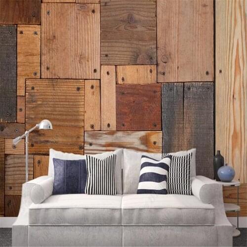 Milofi custom 3D wallpaper mural wood block wood board combination texture wallpaper living room bedroom decoration wallpaper