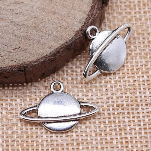 40pcs 22x15mm antique silver Planet saturn solar system charms diy retro jewelry fit Earring keychain hair card pendant