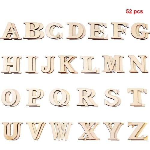 52pcs/set Decoration Patchwork Educational Word DIY Numbers Arts Crafts Party Wooden Letters Alphabet Home Handmade Mixed