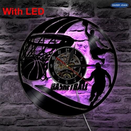 Basketball Sport Fan LED Vinyl Clock Light Color Changing Wall Light Remote Controller LED Backlight Cool Living Room