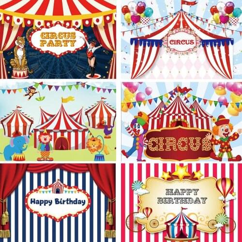 Circus Fiesta Photography Backdrop Clown Tiger Baby Shower Birthday Party Photo Studio Background Decor Banner Prop