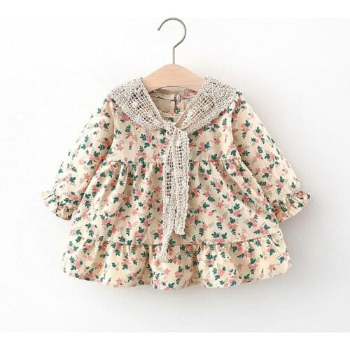 Toddler Baby Dress for Girl Fashion Long Sleeve Floral Princess Dress Spring Autumn New Cotton Kids Clothes Girls Dresses