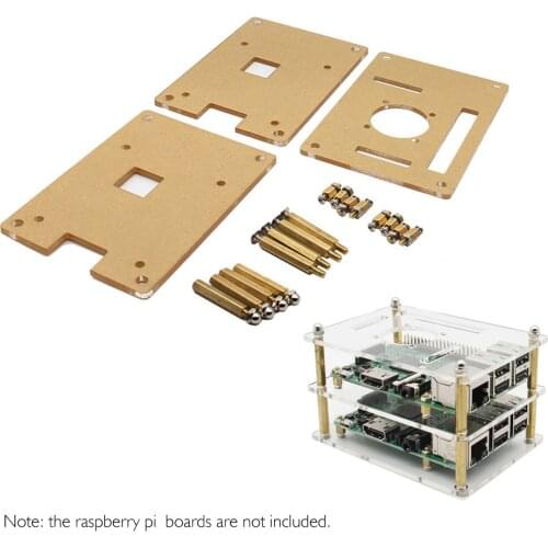 Double Layer Acrylic Case + Cooling Fan Kit for Raspberry Pi 3 Model B+ Plus/3B /2B / B+ / Raspberry Pi 4