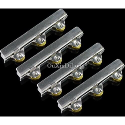 Brand New 4PCS Stainless Steel Glass Display Cabinet Sliding Door Rollers 3 Copper Wheels Track Pulleys for 8mm Glass