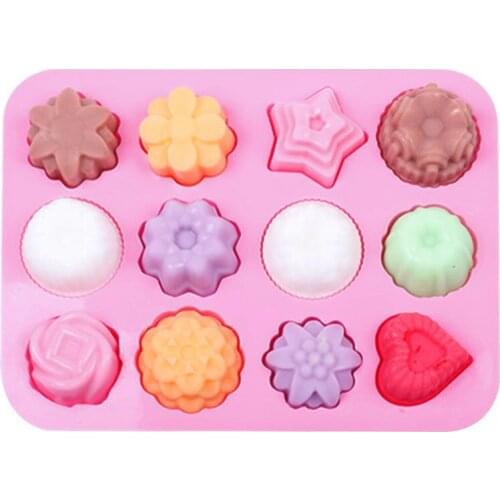 Creative Refrigerator Flower 12 with Silicone Ice Tray Frozen Ice Cube Ice Cream Mold Chocolate Mold Pudding Jelly Mold