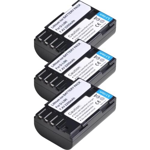 3pc 2200mAh D-LI90 DLI90 D LI90 Rechargeable Li-ion Battery pack for PENTAX K-7 K-7D K-5 K-5 II 645D K01 K-3 K-3 II 645Z