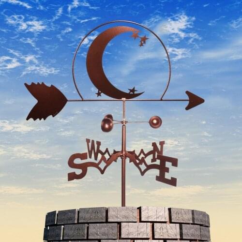 Metal Weather Vane Moon Weathervane Yard Wind Garden Stake Wind Speed Spinner Vane Wind Direction Indicator Garden Decoration