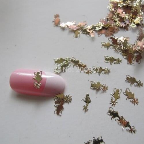 MS188-2 100pcs Gold Cute Fairy Metal Sticker Nail Art Metal Sticker Nail Art Decoration Non-adhesive Sticker