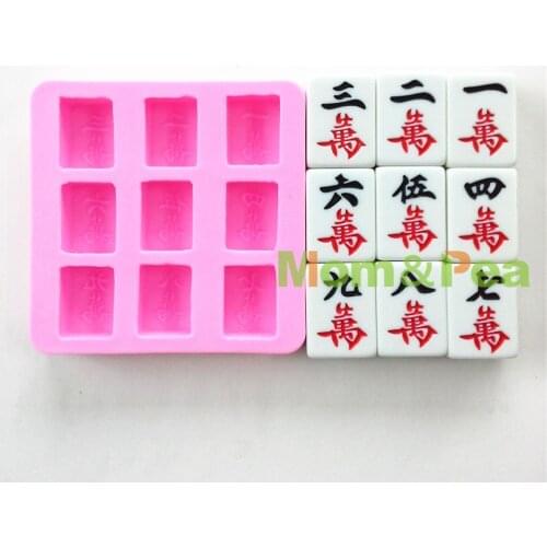 Mom&Pea 0610 Free Shipping Mahjong Tiles-Wan Shaped Silicone Mold Cake Decoration Fondant Cake 3D Mold