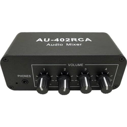Multi-Source RCA Mixer Stereo Audio Reverberator Audio Switch Switcher 4 Input 2 Output Driver Headphone Volume Control