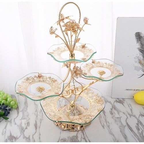 New light luxury style creative family living room hotel tea table crystal fruit plate multilayer European fruit plate wholesale