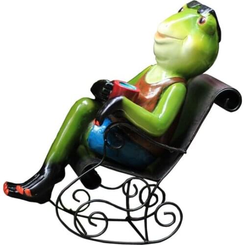 Outdoor Garden Frog Rocking Chair Ornament Resin Animal Sculpture Office Desktop Crafts Miniature Figurines Home Decoration