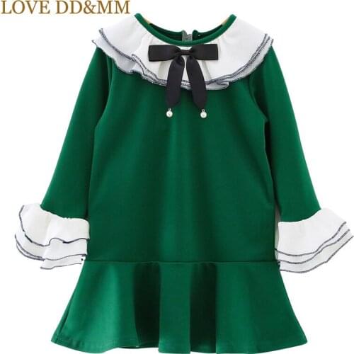LOVE DD&MM Girls Dresses 2020 Autumn New Childrens Wear Girl Temperament Ruffled Bow Sweet Princess Fishtail Dress