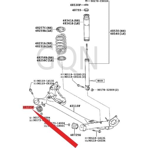 Right rear axle bracket bushing 2007-Toy ota COR OL LA rear axle rubber sleeve L/R suspension arm axle rubber sleeve (rear)