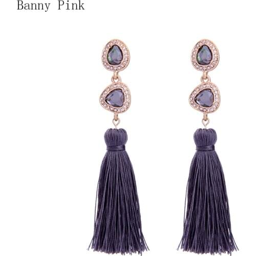 Ethnic Long Tassel Studs Earrings For Women Bohemia Alloy Pendant Post Earrings Fashion Jewelry Pendiente Statement Earrings