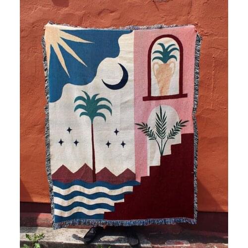 Nordic INS Sea Coconut Tree Cotton Blanket Leisure Blanket Sofa Towel Carpet Cover Blanket Single Tapestry Sofa Mat