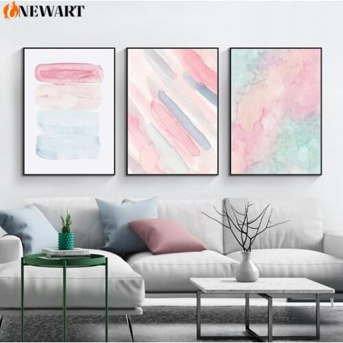 Scandinavian Abstract Nordic Wall Art Painting Minimalism Canvas Poster Print Pink Blue Modern Decoration Picture Dining Room
