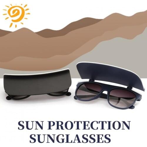 Clamshell Sunglasses Flip Up Flat Top Sun Glasses Mirrored Lens Windproof Double Layer Clamshell Design Polarized Sunglasses