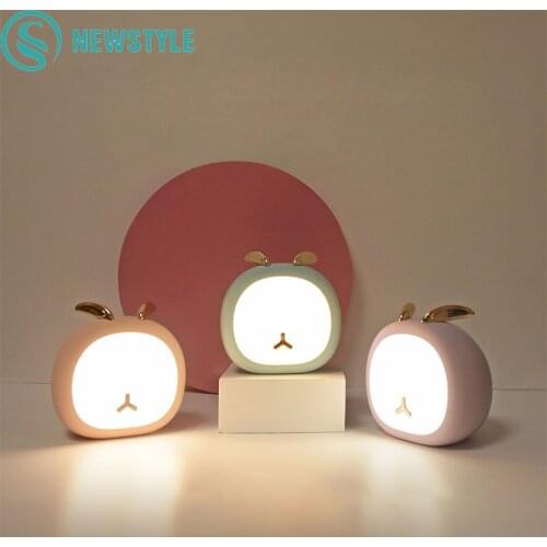 Deer Rabbit LED Night Lamp USB Rechargeable Touch Sensor Animals Night Light Holiday for Baby Bedroom Christmas Gift