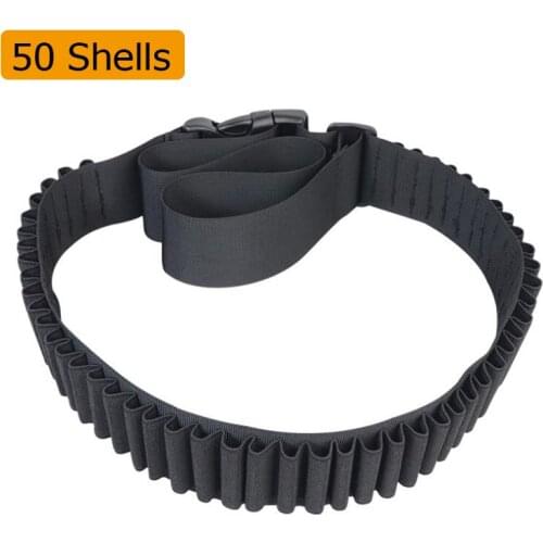Tactical 50 Rounds Shell Holder Military Cartridge Bullet Waist Belt Ammo Holder Bandolier Cartridge Belt for Hunting Shooting