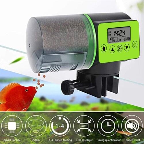 Smart Automatic Fish Feeder Aquarium Feeder Fish Tank Auto Feeding Dispenser with LCD Indicates Timer Aquarium Accessories