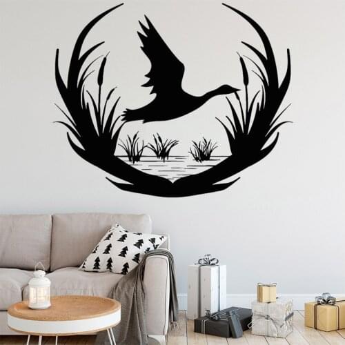 Vinyl Wall Decal Hunting Club Store Decor Duck Stickers Wildfowl Lake Hunter Mural Removable Window Ornament O239