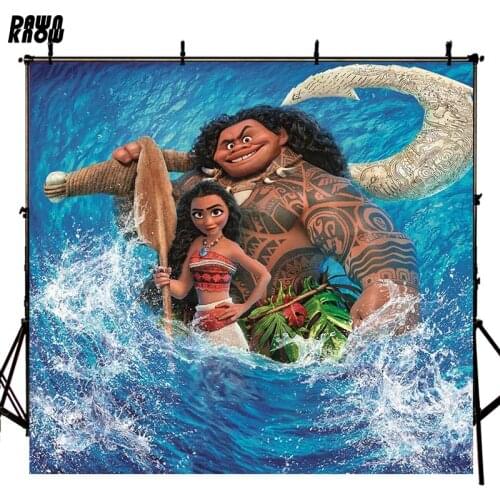 DAWNKNOW Crtoon Seawater Vinyl Photography Background For Moana Photo Shoot Backdrop For Birthday Party Photo Studio lv510