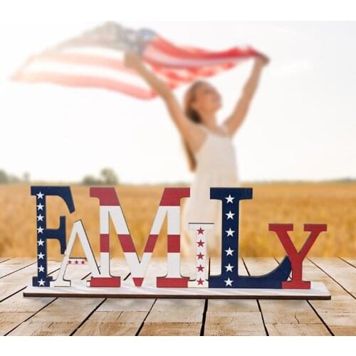 Vintage Wooden Words Sign I Love USA Freedom Glory Family Peace Home Decoration N1HF