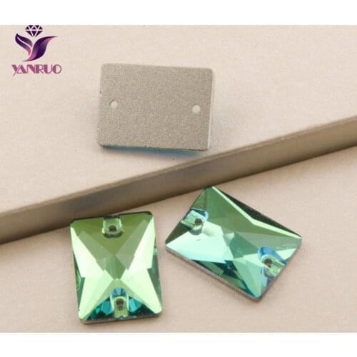 YANRUO 3250 Rectangle Peridot Sew on Stones Flat back Sewing Crystals Stone Rhinestone Garment Paste