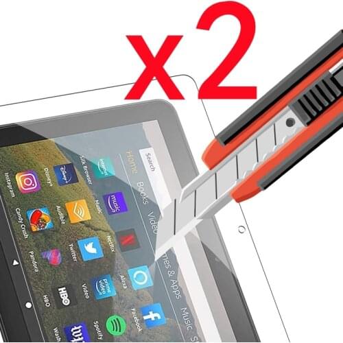 2Pcs Tablet Tempered Glass Screen Protector Cover for Amazon Fire HD 8 Plus 10th Gen Anti-Scratch Full Coverage Protective Film