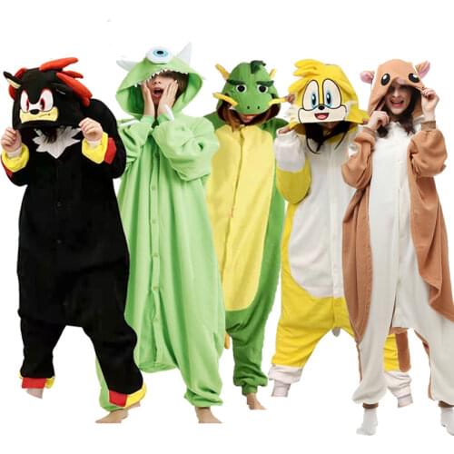 XXL Women Pajamas 180-200CM Men Onesie For Adult Sonic Kigurumi Winter Sleepwear Animal Cosplay Costume Cartoon One-Piece Pijama