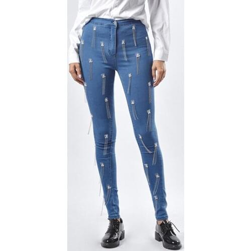 High Waist Strech Pearl Jeans Beads Shaping Hip Women Pencil Pants Harajuku Denim Trousers Tassels Streetwear Plus Size Mom Fit