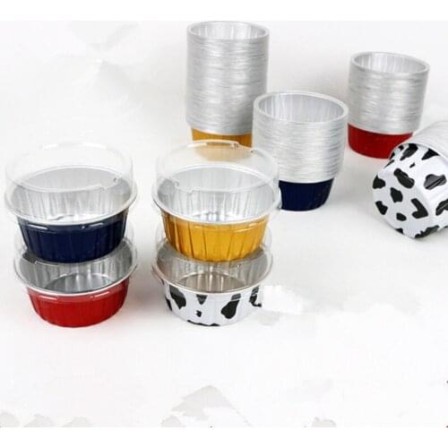 100pcs Net red aluminum foil round baking cake box fruit cake packaging boxes party favor disposable baking dessert cup with lid