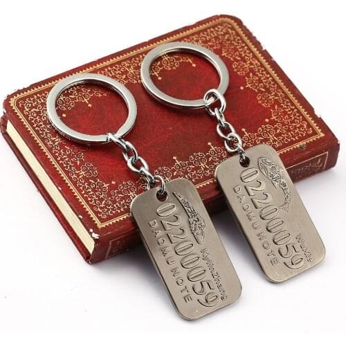 12pcs/lot Novel The Lost Tomb notes dog tag Mens Keychain Key Chain Ring Bag Charm 2016 Men Fashion Jewelry Chaveiro Chaveiros