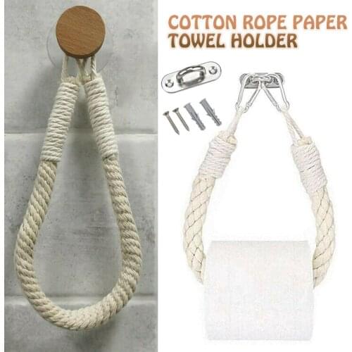 2 Styles Vintage Towel Hanging Rope Toilet Paper Holder Home Hotel Towel Stand Shelves Bathroom Decoration Supplies